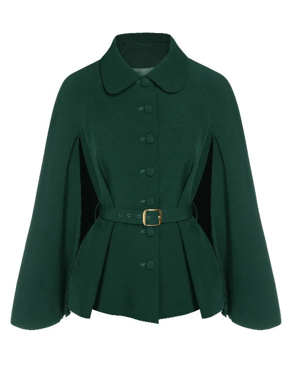 [Pre-Sale] Green 1940s Lapel Cape Coat