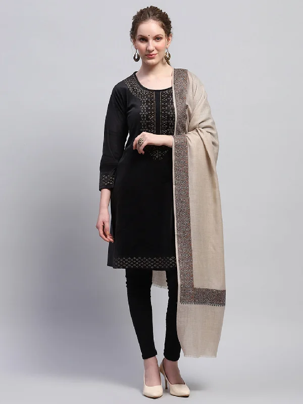 Women Beige Self Design Shawl