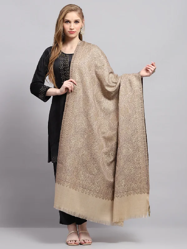 Women Beige Self Design Shawl