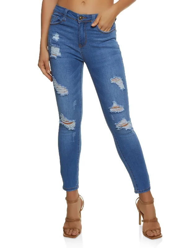 WAX Mid Rise Distressed Jeans