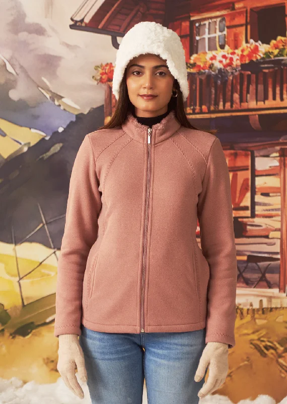 Aamna Smokey Salmon Pink Monochrome Acrylic Jacket for Women