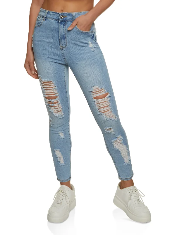 WAX High Rise Distressed Skinny Jeans