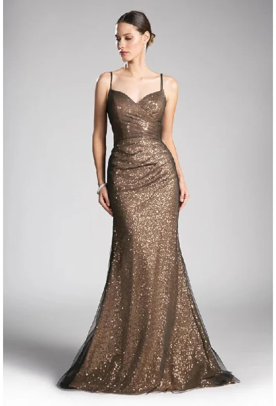 Cinderella Divine CH570 Long Plus Size Sequins Evening Prom Dress