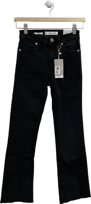 MANGO Black Sienna Mid Rise Flared Jeans UK 4