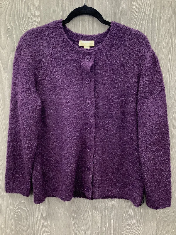 Sweater Cardigan By Appleseeds In Purple, Size: L