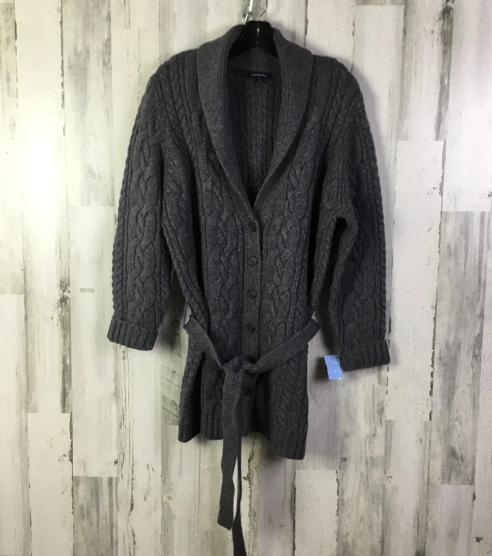 Sweater Cardigan By Lands End In Grey, Size: Xl