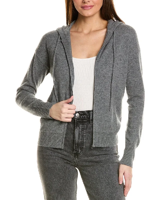 Amicale Cashmere Easy Zip Cashmere Hoodie