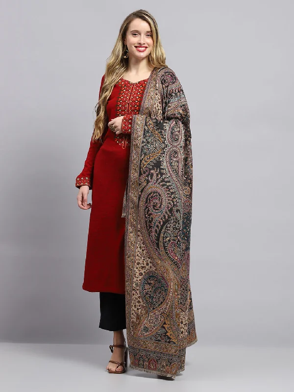 Women Multicolor Self Design Shawl