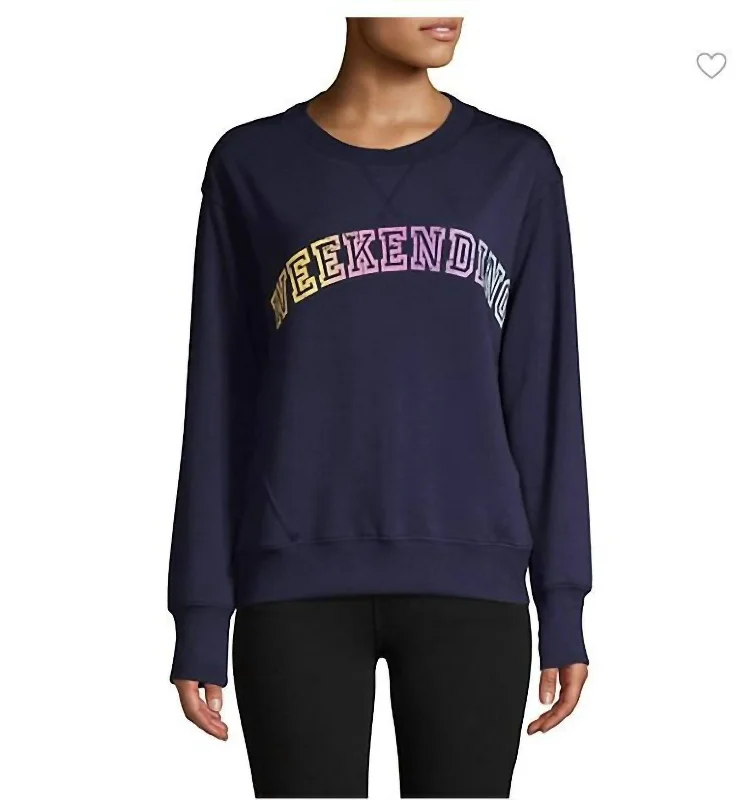 Weekending Soft Crew Neck Pullover Sweatshirt In Navy