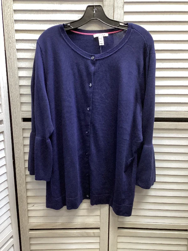 Cardigan By Isaac Mizrahi In Blue, Size: 2x