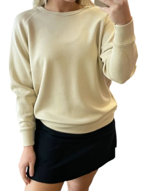 Crew Neck Pullover Sweatshirt In Natural