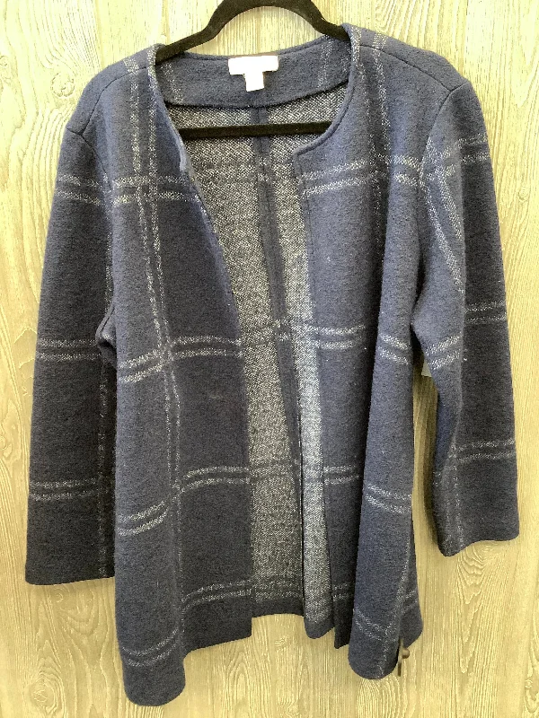 Sweater Cardigan By Appleseeds In Blue, Size: Xl