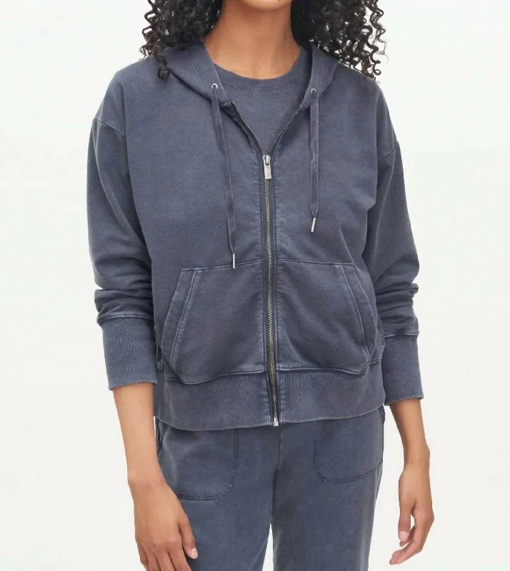 Georgie Zip Hoodie In Navy