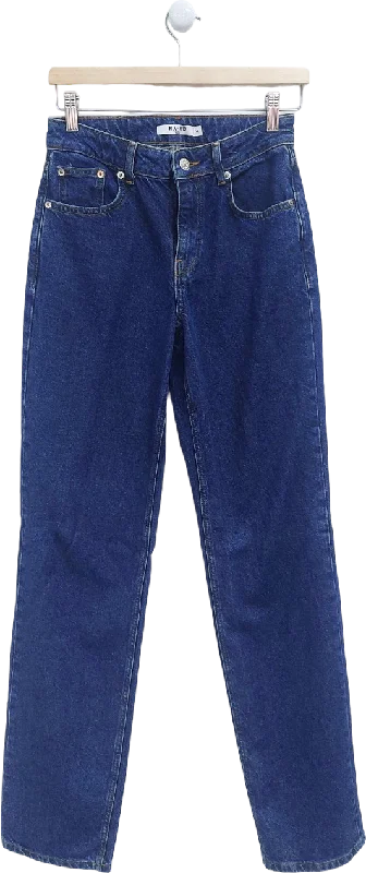 NA-KD Blue High Waist Fold Up Jeans UK 6