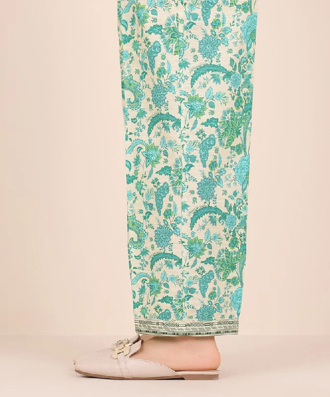 Printed Khaddar Straight Pants