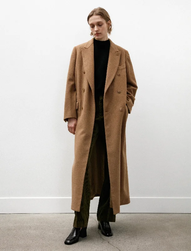 Camel Double Chesterfield Coat