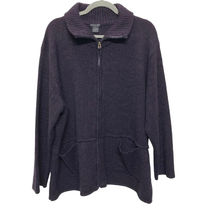 Sweater Cardigan By Clothes Mentor In Purple, Size: 2x