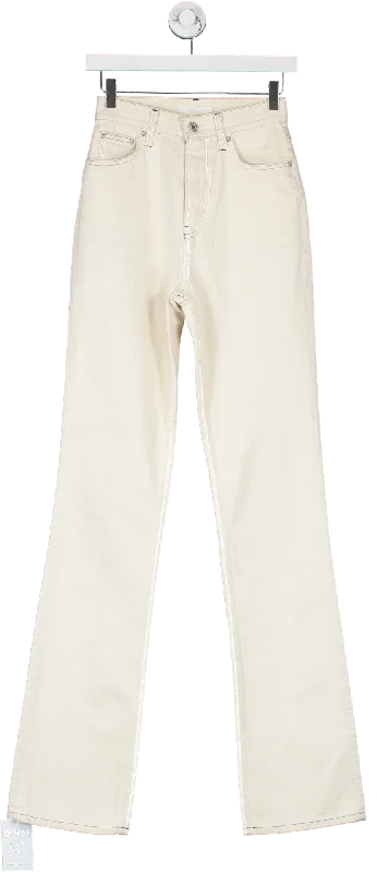 Helmut Lang Cream Straight Leg High Waist Jeans UK S