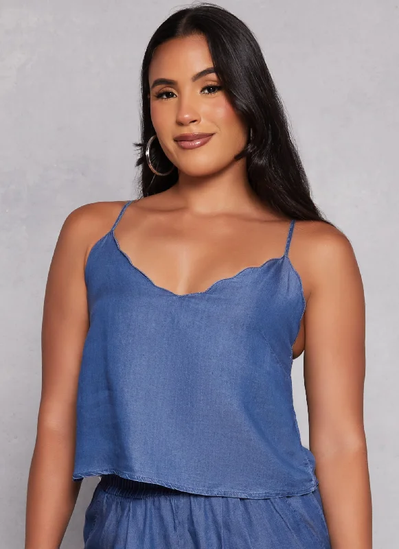 Iris Chambray Scalloped Cami