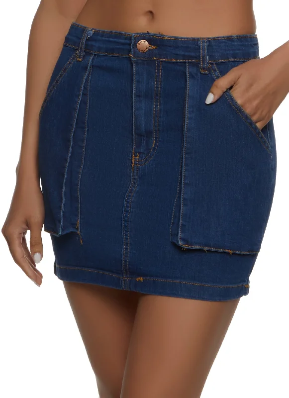 Dual Pocket Denim Mini Skirt