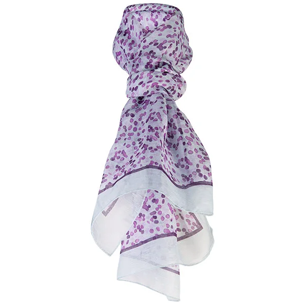 Printed Modal Linen Silk Scarf in Water Dots Merlot/Lt Grey