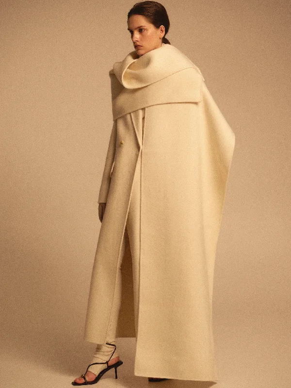 Oversized Scarf Coat, Cream