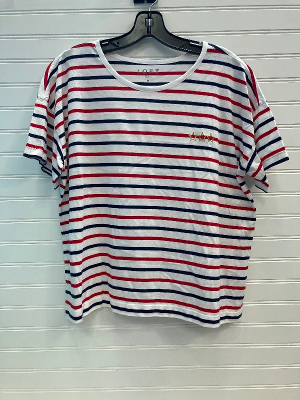 Blue & Red & White Top Short Sleeve Loft, Size M