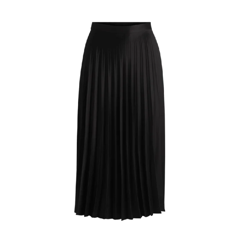 Pliss maxi skirt in satin twill