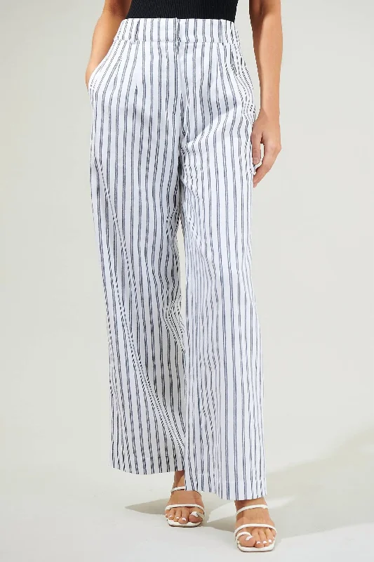 Arlah Striped Pleated Pant In Navy Blue