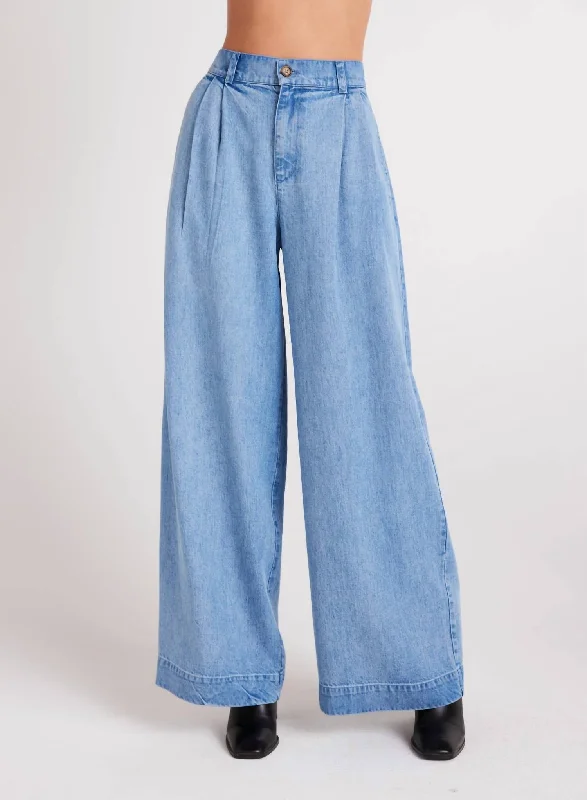 Greta Pleated Wide Leg Trouser In Vintage Horizon Wash