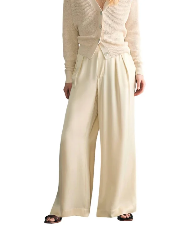 Sandwashed Silk Gemma Pants In Pearled Ivory