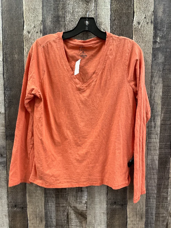 Top Long Sleeve Basic By Sonoma In Orange, Size: M