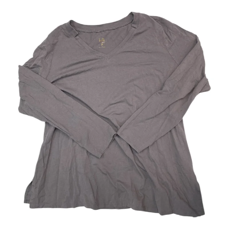 Top Long Sleeve By Belle By Kim Gravel In Grey, Size: Xl