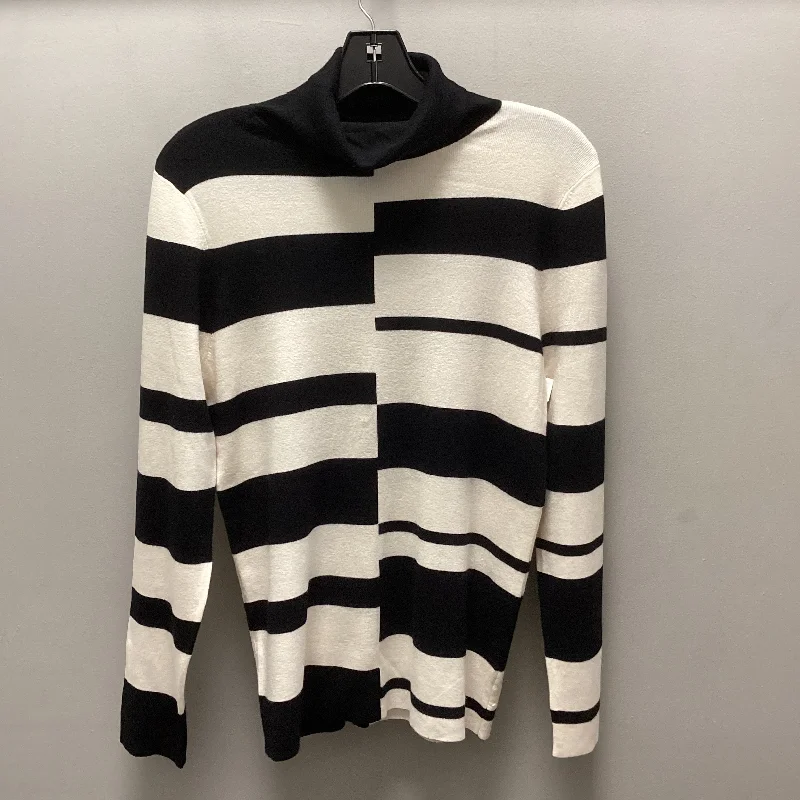 Top Long Sleeve By Chicos In Black & Cream, Size: M