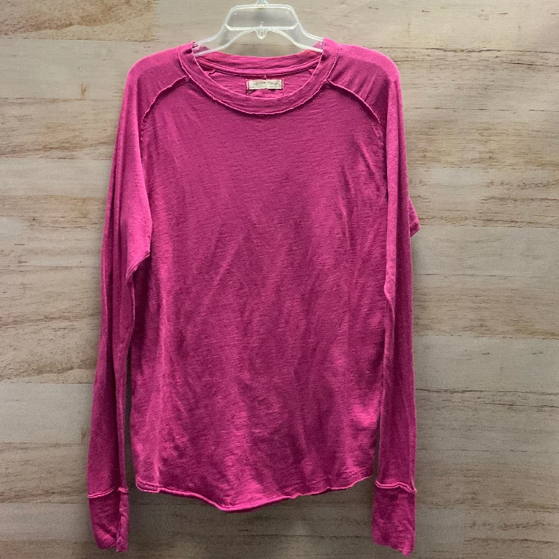 Top Long Sleeve By Free People In Pink, Size: Xs