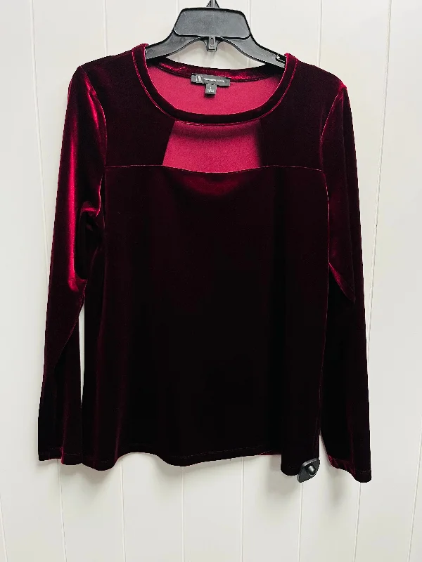 Top Long Sleeve By Inc In Red, Size: L