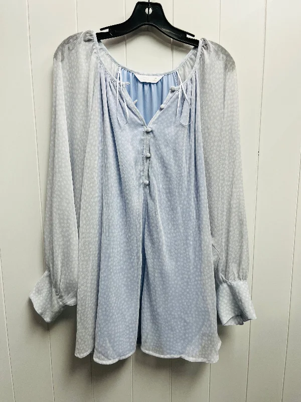 Top Long Sleeve By  lauren conrad In Blue & White, Size: 2x