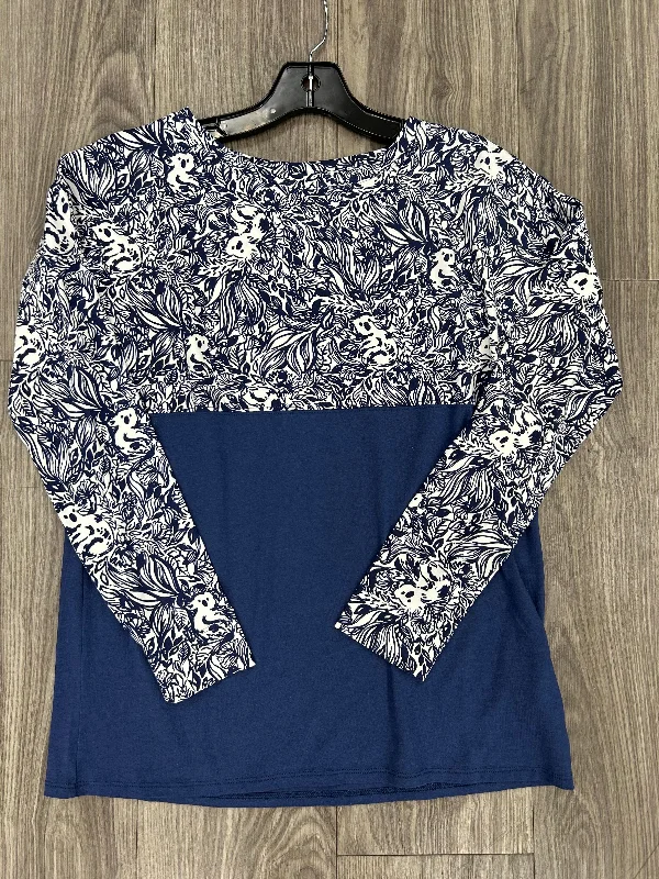 Top Long Sleeve By Lilly Pulitzer In Blue & White, Size: Xs