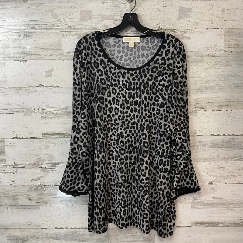 Top Long Sleeve By Michael By Michael Kors In Animal Print, Size: 3x