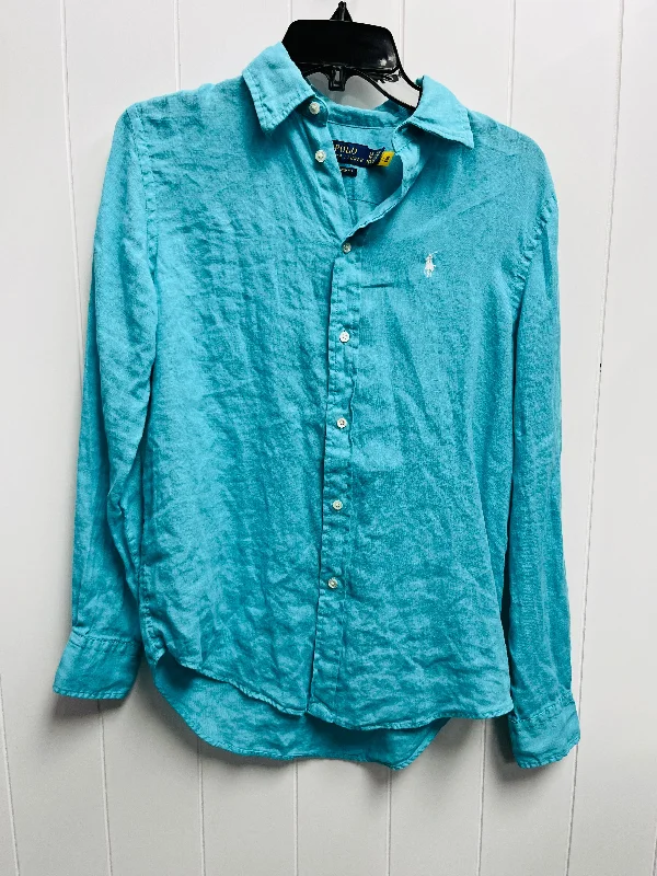 Top Long Sleeve By Polo Ralph Lauren In Teal, Size: Xs