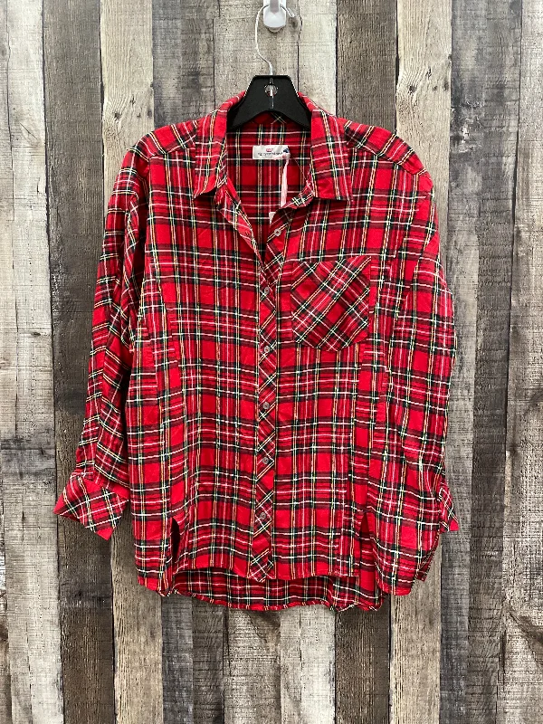 Top Long Sleeve By Vineyard Vines In Plaid Pattern, Size: Xs