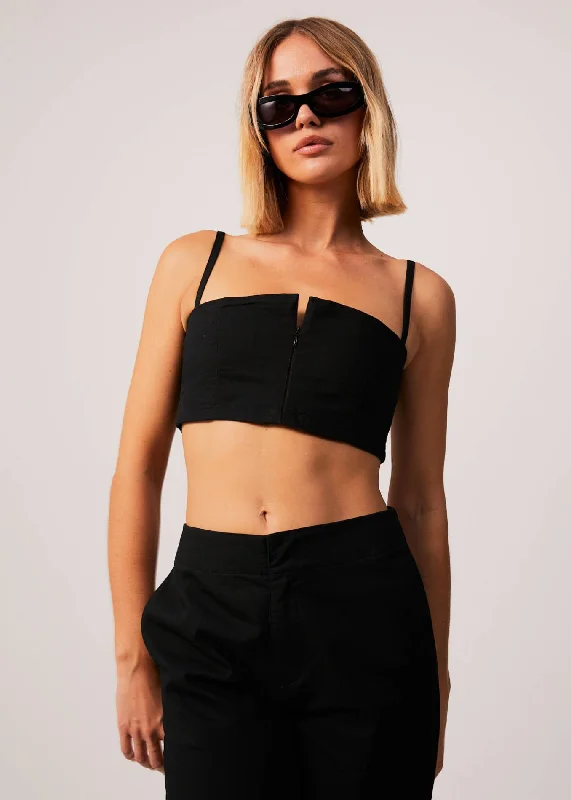 AFENDS Womens Cola - Panelled Crop Top - Black