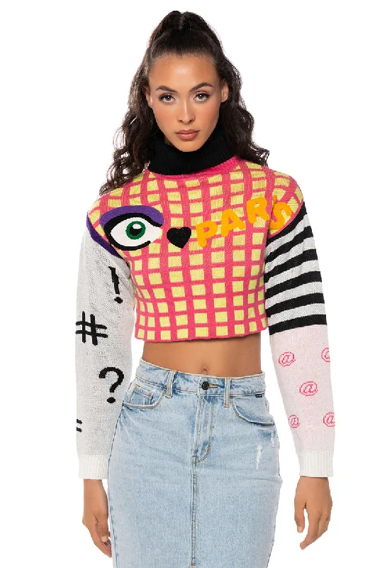 BONJOUR GRAPHIC TURTLENECK SWEATER